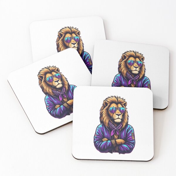 Item preview, Synthwave Lion - Retro Neon King designed and sold by RetroRascalStudio.