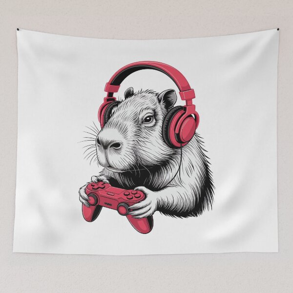 Item preview, Capybara Gamer with Headphones designed and sold by jkrphoto.
