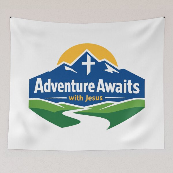 Item preview, Adventure Awaits With Jesus Geometric Mountain Design designed and sold by FunFitLife Studio.