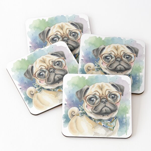 Item preview, Cute Watercolor Pug with Glasses  designed and sold by InovArtS.