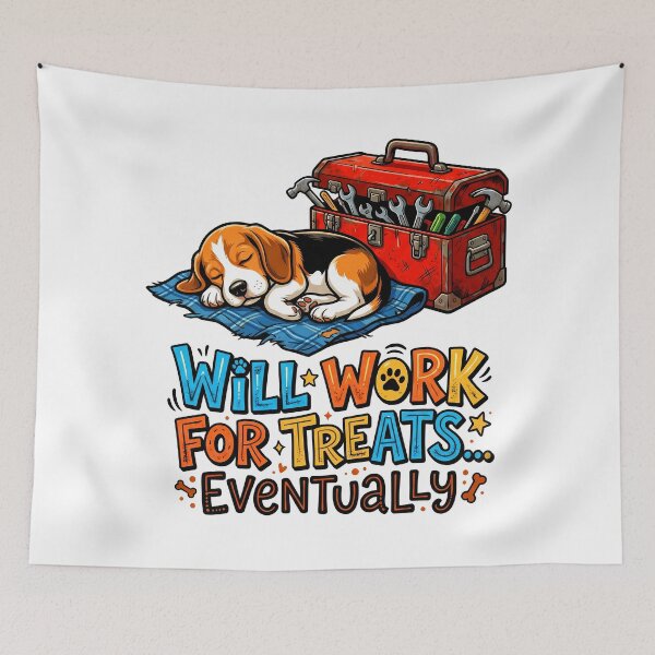 Item preview, Will Work For Treats Eventually Beagle Humor T-Shirt designed and sold by Tong4130.