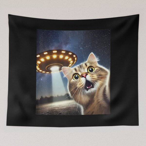 Item preview, Funny Cat Selfie With Alien UFO  designed and sold by ElliKlemato.