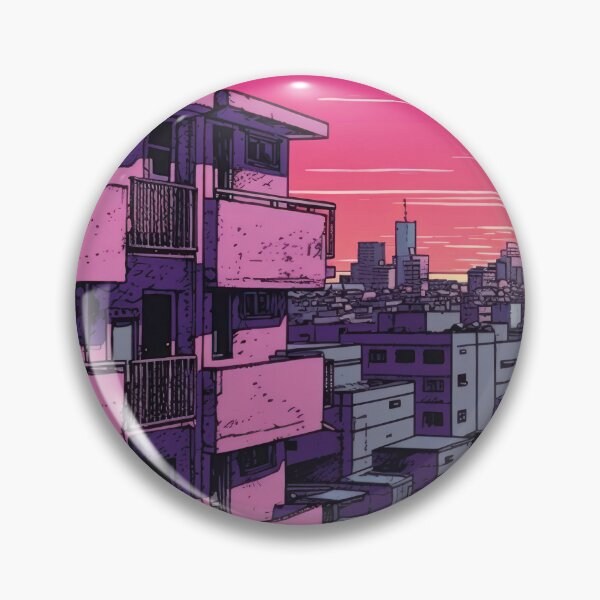 Item preview, Urban skyline at sunset in retro anime style designed and sold by Mauswohn.