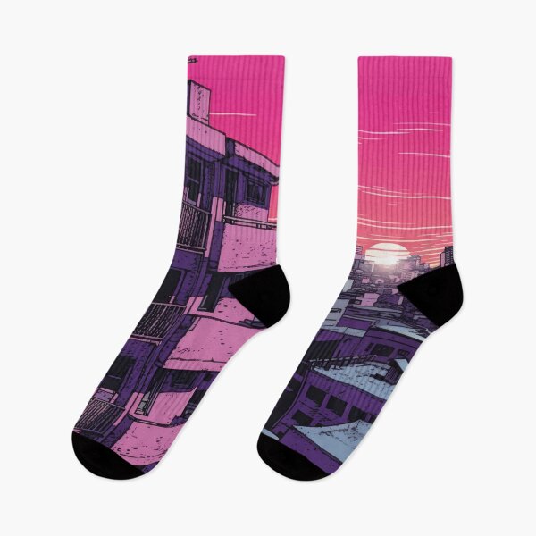 Item preview, Urban skyline at sunset in retro anime style designed and sold by Mauswohn.