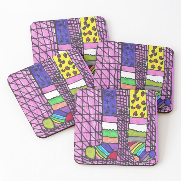 Item preview, Colorful Tights Illustration on Pink designed and sold by nimbfeja.