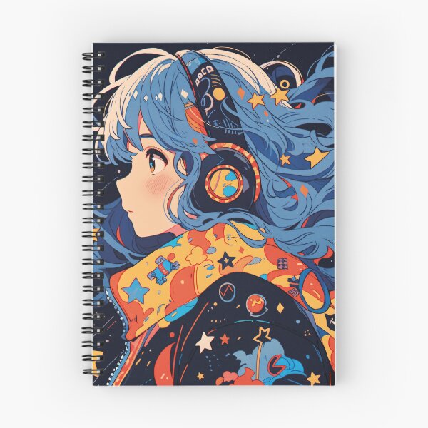 Item preview, Anime girl in space with headphones playing music designed and sold by Mauswohn.