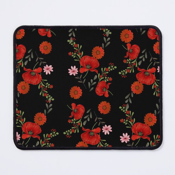 Item preview, Midnight Poppy Garden – Bold Floral Pattern on Black designed and sold by simpleyetcanva.