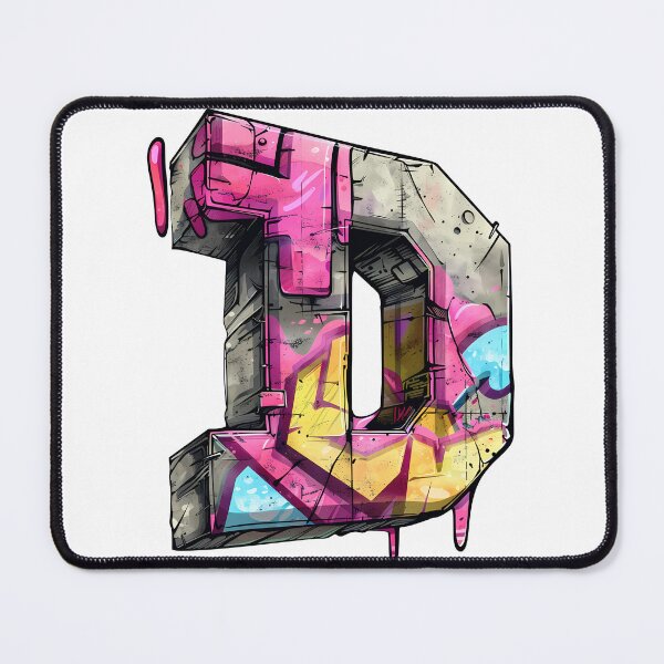 Item preview, Graffiti Letter D - Neon Pink Yellow Street Art Initial Print designed and sold by DesignArtist.ia.