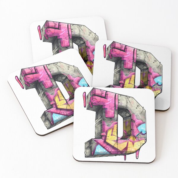 Item preview, Graffiti Letter D - Neon Pink Yellow Street Art Initial Print designed and sold by DesignArtist.ia.