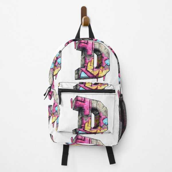Item preview, Graffiti Letter D - Neon Pink Yellow Street Art Initial Print designed and sold by DesignArtist.ia.