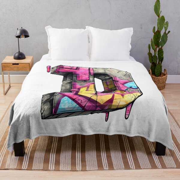 Item preview, Graffiti Letter D - Neon Pink Yellow Street Art Initial Print designed and sold by DesignArtist.ia.
