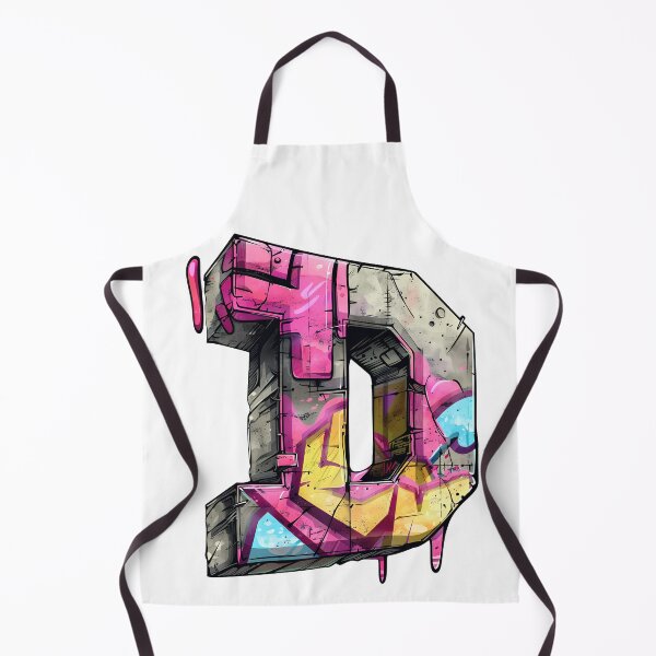 Item preview, Graffiti Letter D - Neon Pink Yellow Street Art Initial Print designed and sold by DesignArtist.ia.