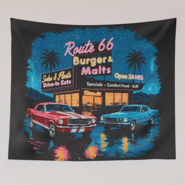 Item preview, 1965 Mustang Fastback Retro Neon Diner - 289 V8 Pony Car Synthwave designed and sold by EdGraphy.