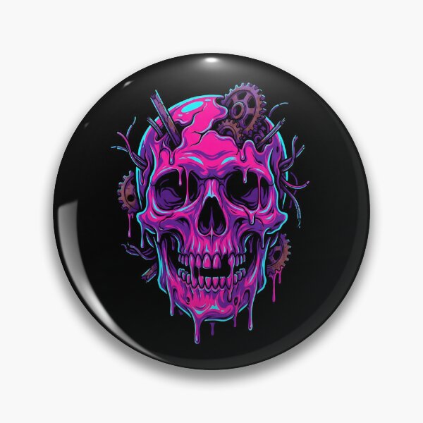 Item preview, Neon Melting Cyberpunk Skull Biomechanical Toxic Grunge designed and sold by MarCinu Art.