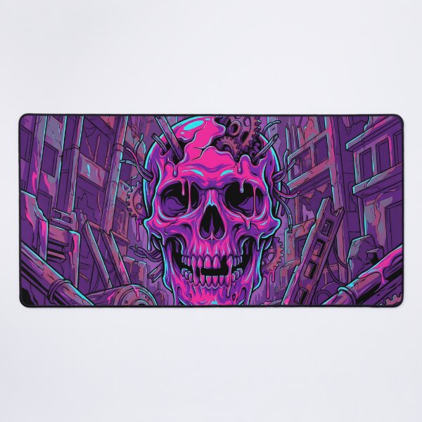 Item preview, Neon Melting Cyberpunk Skull Biomechanical Toxic Grunge designed and sold by MarCinu Art.