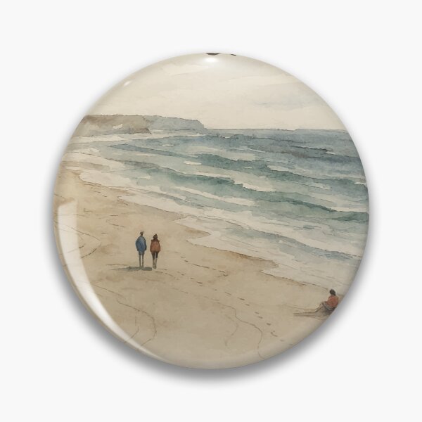 Item preview, Day at the Beach Soft Watercolor Coastal Landscape Art designed and sold by PixelWaveBD.