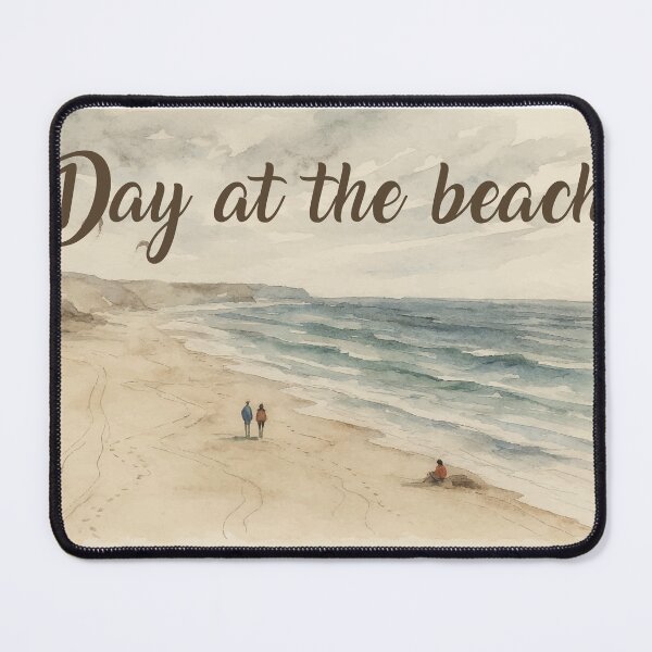 Item preview, Day at the Beach Soft Watercolor Coastal Landscape Art designed and sold by PixelWaveBD.