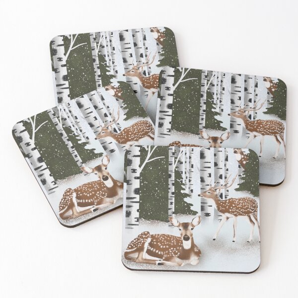 Item preview, Birch forest and spotted deers designed and sold by prntsystm.