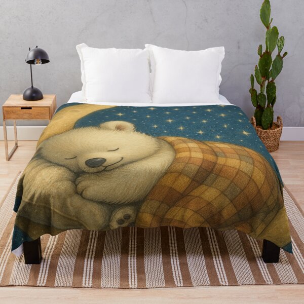 Item preview, Sleeping polar bear on the moon under a starry sky designed and sold by Mauswohn.