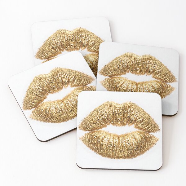 Item preview, Golden Sparkle Lips: Luxury Glitter Lipstick Kiss designed and sold by Sybille-Yates.