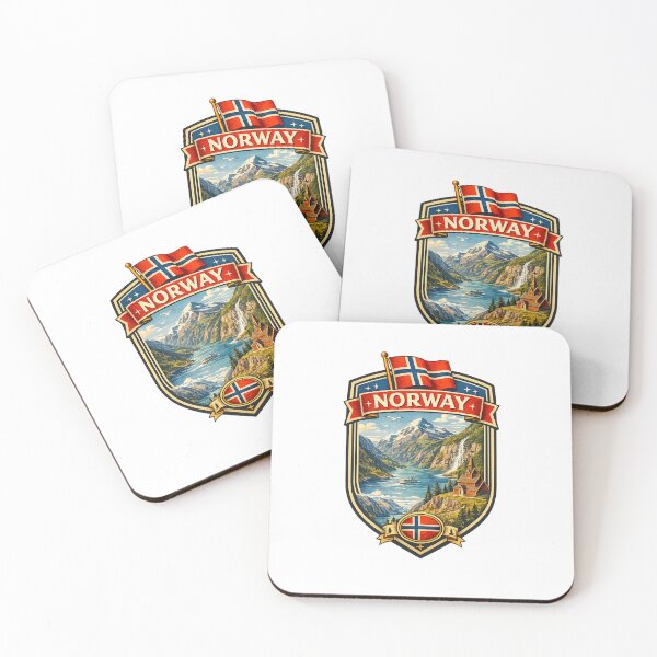 Item preview, Norway Vector Badge – Vintage Fjord & Flag Travel Emblem Design designed and sold by Harsha Pinjani.