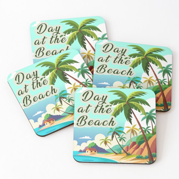 Item preview, Day at the Beach Tropical Coastal Hut Landscape Art designed and sold by PixelWaveBD.