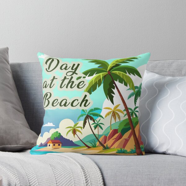 Item preview, Day at the Beach Tropical Coastal Hut Landscape Art designed and sold by PixelWaveBD.