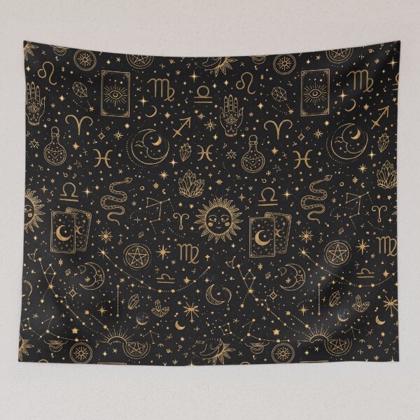 Item preview, Mystical Gold Celestial Symbols Seamless Pattern – Occult Night Sky Design designed and sold by Creativveworrld03.