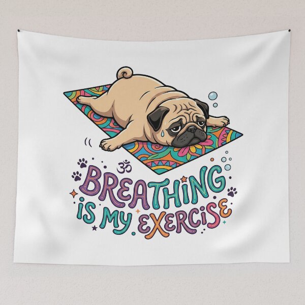 Item preview, Breathing Is My Exercise Pug Yoga Funny Shirt designed and sold by Tong4130.