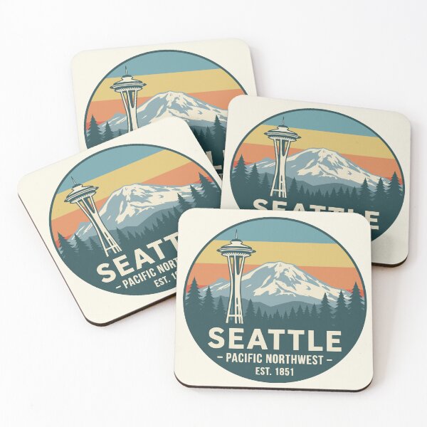 Item preview, Retro Seattle Pacific Northwest Vintage Sunset Emblem designed and sold by Imaginationbeyond.