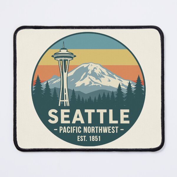Item preview, Retro Seattle Pacific Northwest Vintage Sunset Emblem designed and sold by Imaginationbeyond.