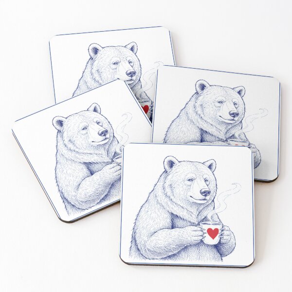 Item preview, Cozy Bear Holding Heart Mug – Cute Coffee Aesthetic Illustration designed and sold by GiftsCreek.