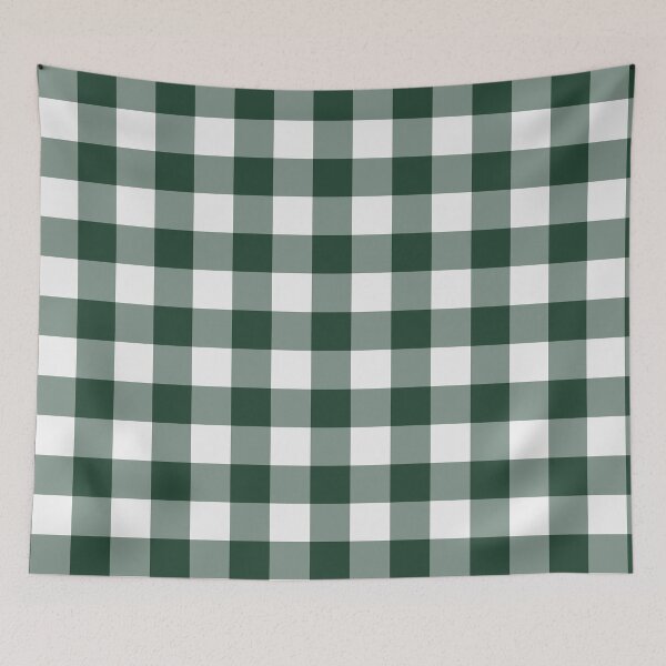 Item preview, White And Forest Green Gingham Pattern designed and sold by pattern-archive.