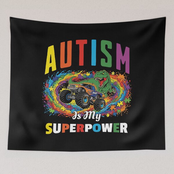 Item preview, Autism is My Superpower Monster Truck Dino T Rex designed and sold by UniTeeCo.