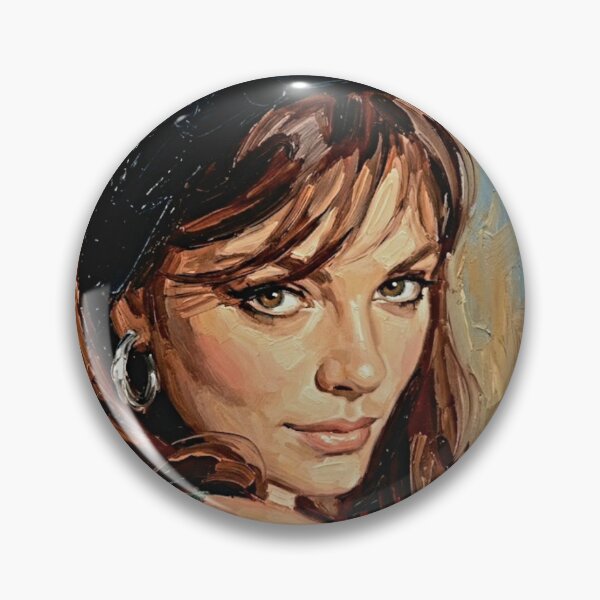 Item preview, The Sultry Muse: Jacqueline Bisset Earth-Tone Impasto Portrait designed and sold by Art's Diner.