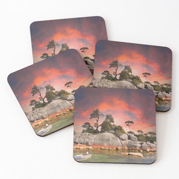 Item preview, Bay of Fires, Tasmania coast at a blazing sunset designed and sold by Mauswohn.