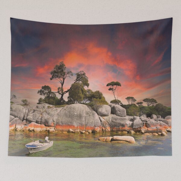 Item preview, Bay of Fires, Tasmania coast at a blazing sunset designed and sold by Mauswohn.