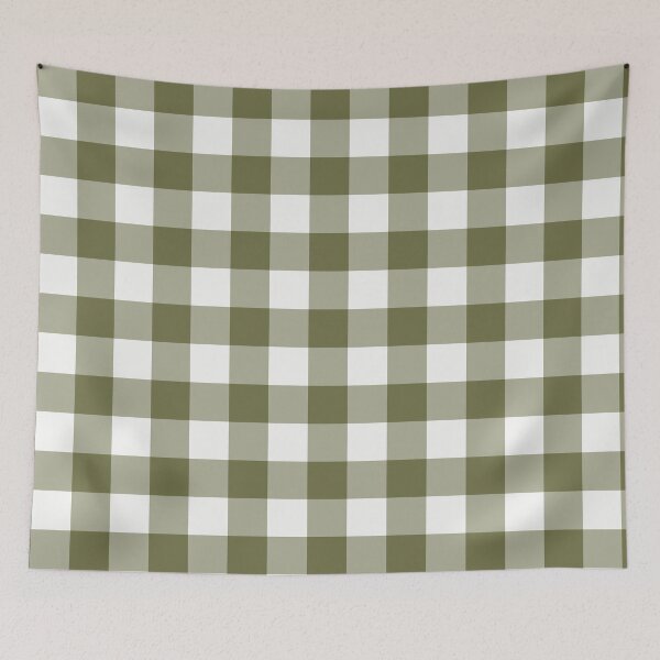 Item preview, White And Olive Gingham Pattern designed and sold by pattern-archive.