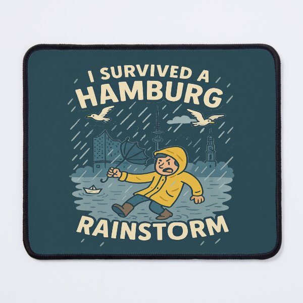 Item preview, I Survived a Hamburg Rainstorm T-Shirt – Funny Hamburg Germany Weather Graphic Tee designed and sold by Globalcitytees.
