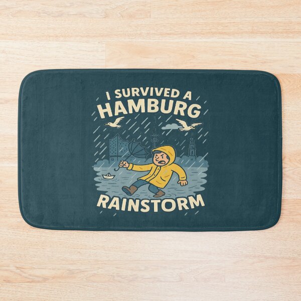 Item preview, I Survived a Hamburg Rainstorm T-Shirt – Funny Hamburg Germany Weather Graphic Tee designed and sold by Globalcitytees.
