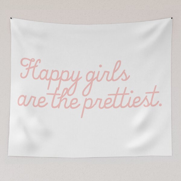 Item preview, Happy Girls Are The Prettiest Girly Audrey Hepburn Quote designed and sold by Creative Brat Design Studio.
