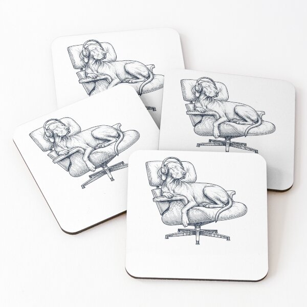 Item preview, Vintage Vizsla with Headphones Mid Century Dog Lover designed and sold by DoodleTortle.
