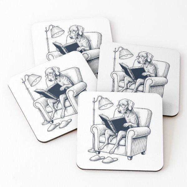 Item preview, Vintage Weimaraner Read Book Dog Mom Dad designed and sold by DoodleTortle.