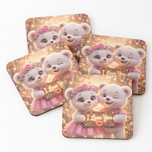 Item preview, Two Cute White Teddy Bears Holding A Glowing I Love You Sign designed and sold by Dreamy Armine Art.