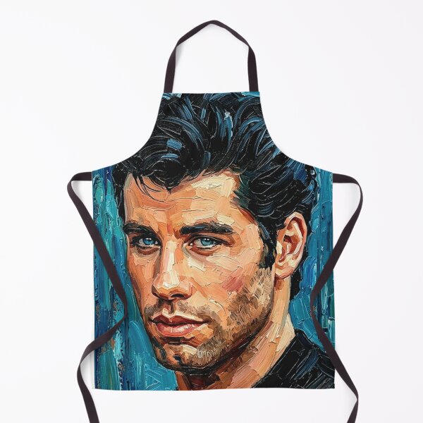 Item preview, The Blue-Eyed Icon: John Travolta Turquoise Impasto Portrait designed and sold by Art's Diner.
