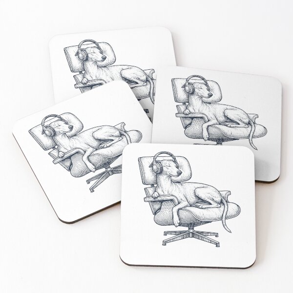 Item preview, Vintage Whippet with Headphones Mid Century Dog Lover designed and sold by DoodleTortle.