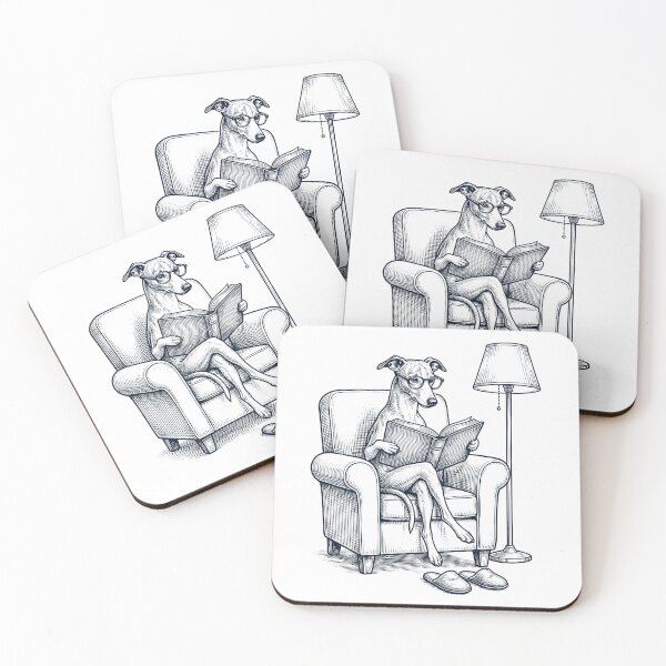 Item preview, Vintage Whippet Read Book Dog Mom Dad designed and sold by DoodleTortle.