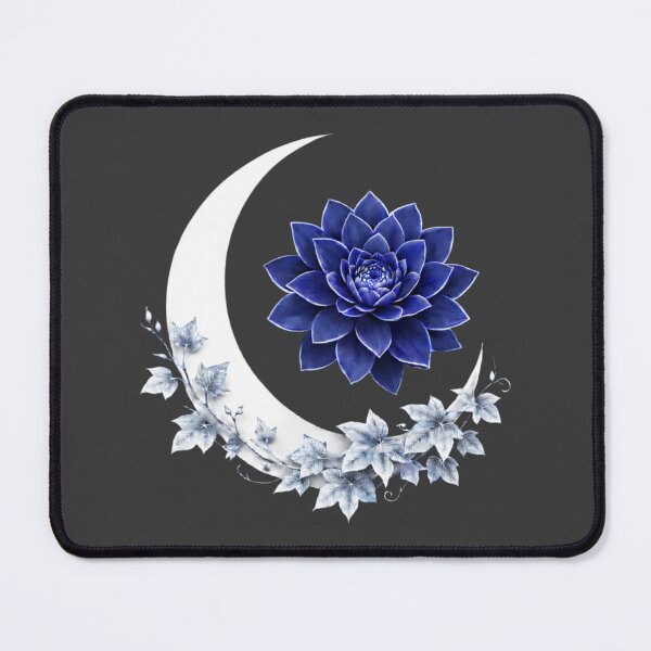 Item preview, Indigo Lotus Crescent Moon – Celestial Botanical Art designed and sold by LoppiPrintShop.