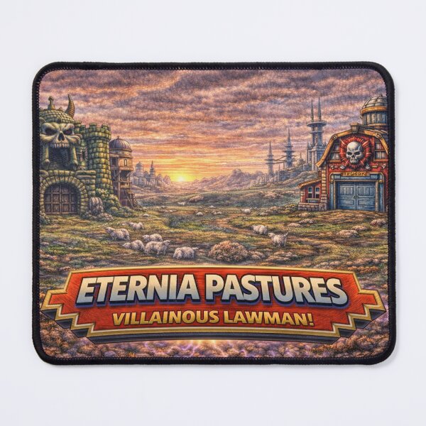 Item preview, Eternia Pastures, Villainous Lawman Landscape | Sheep-Man Sheepism Parody designed and sold by Thpoar.