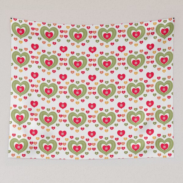 Item preview, Scandinavian Retro Embroidered Hearts Pattern designed and sold by Clara Fruggeri.